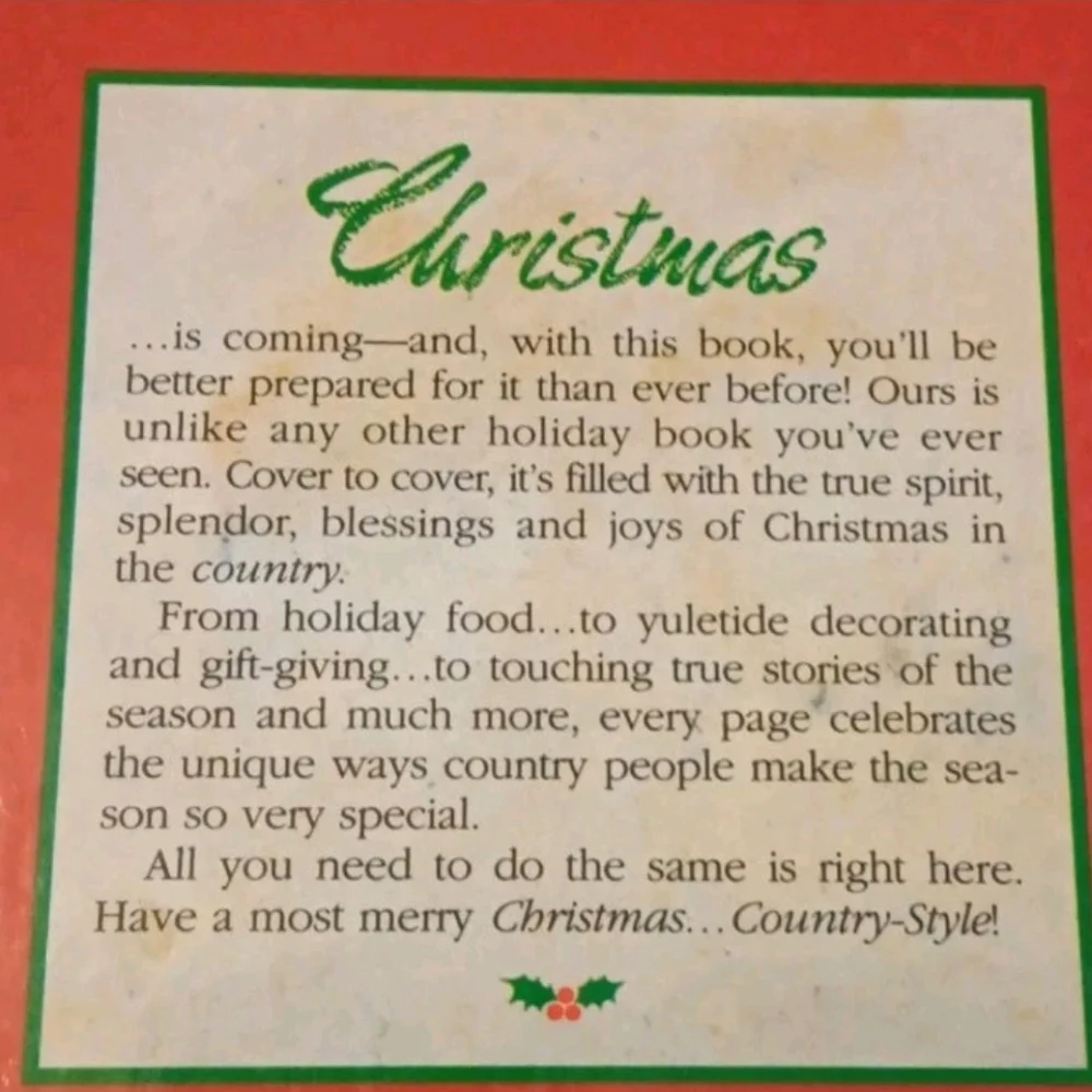 90s Cozy Vintage Christmas Hardcover Book Country Style Holiday Recipes & Crafts